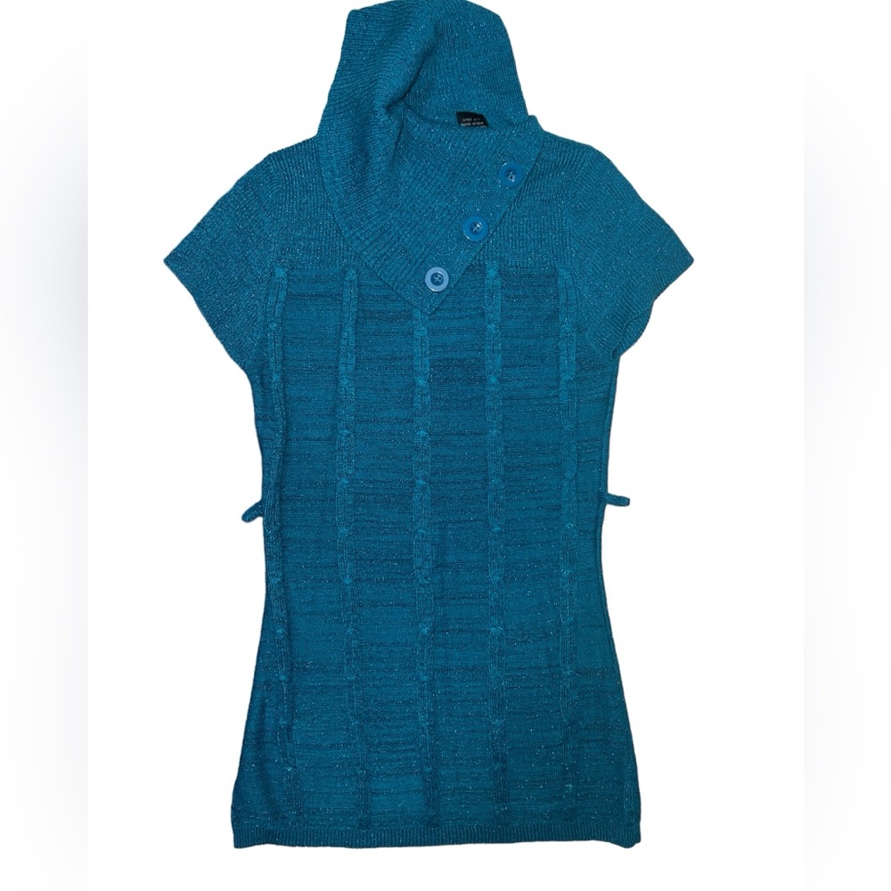 ☠️5/$20☠️ SWEATER PROJECT | GIRLS CABLE KNIT BLUE GLITTER SWEATER DRESS